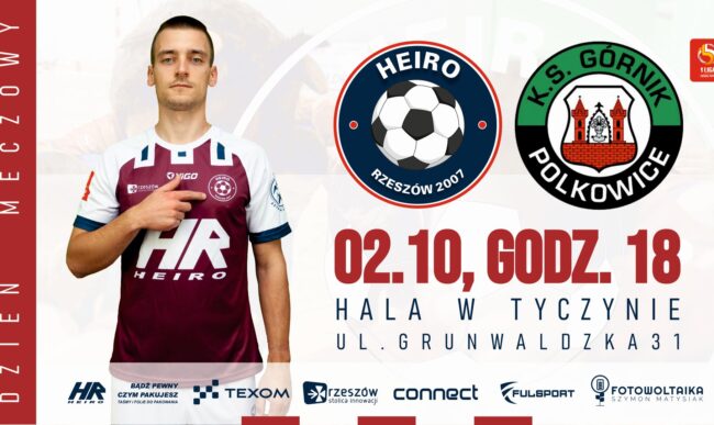 NA ŻYWO: Heiro Rzeszów – Górnik Polkowice (1 liga futsalu, niedziela g. 18)